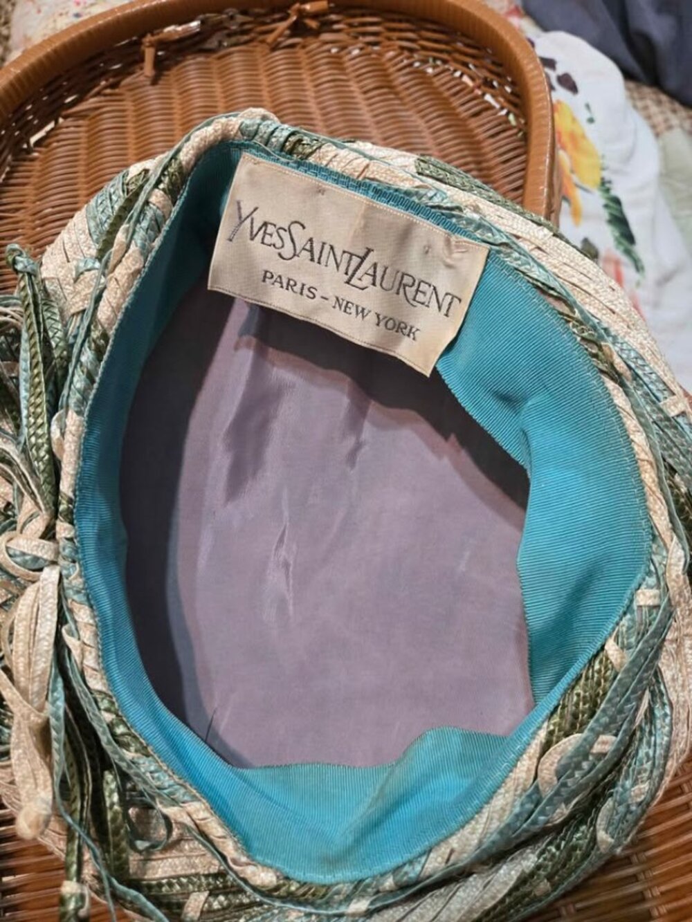 YSL Yves Saint Laurent Vintage Antique Wicker Hat Beret
